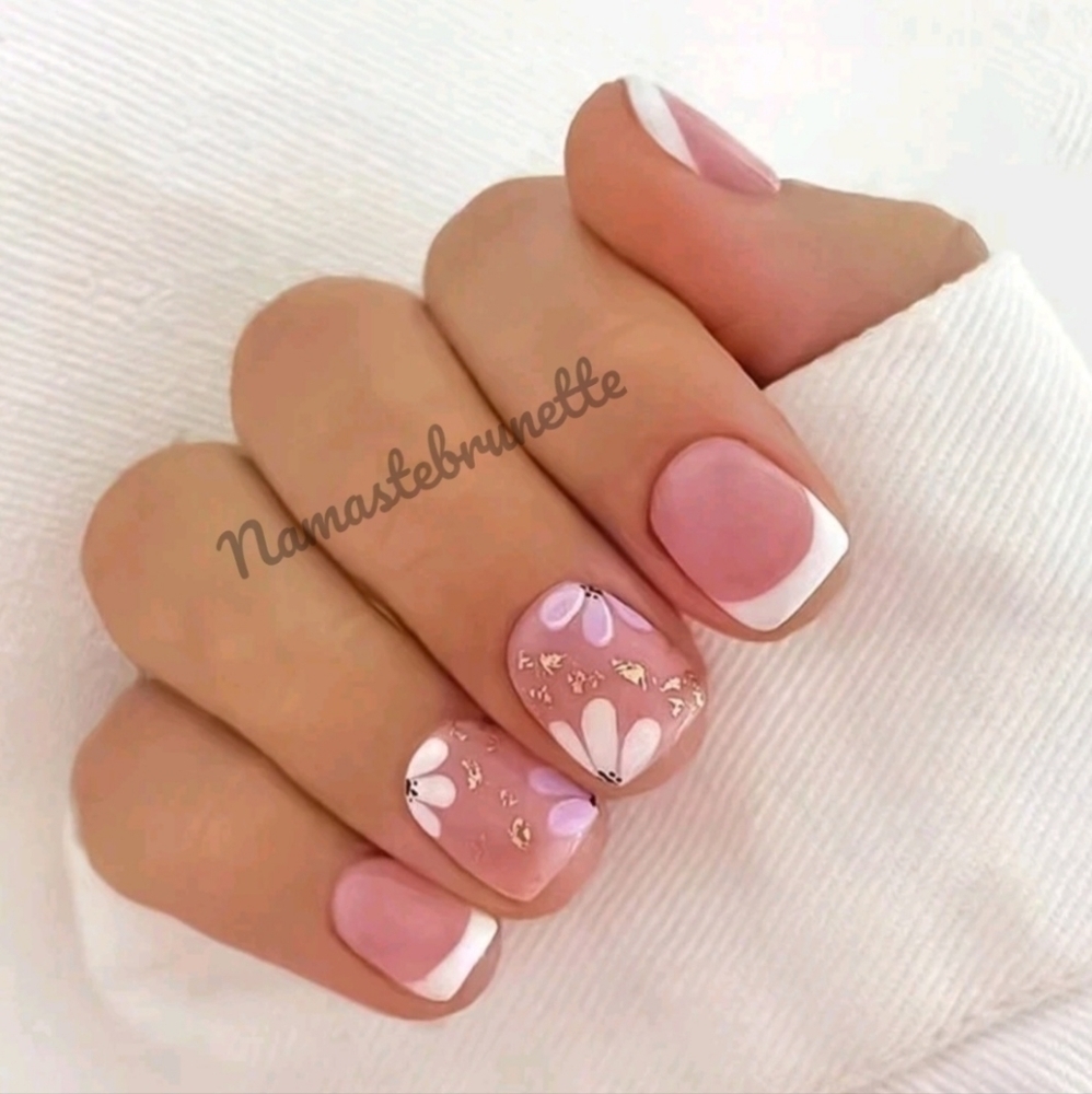 2/$16 Floral Pink Matte Press On Nails